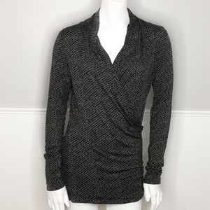 Banana Republic Faux Wrap Top Black White Medium
